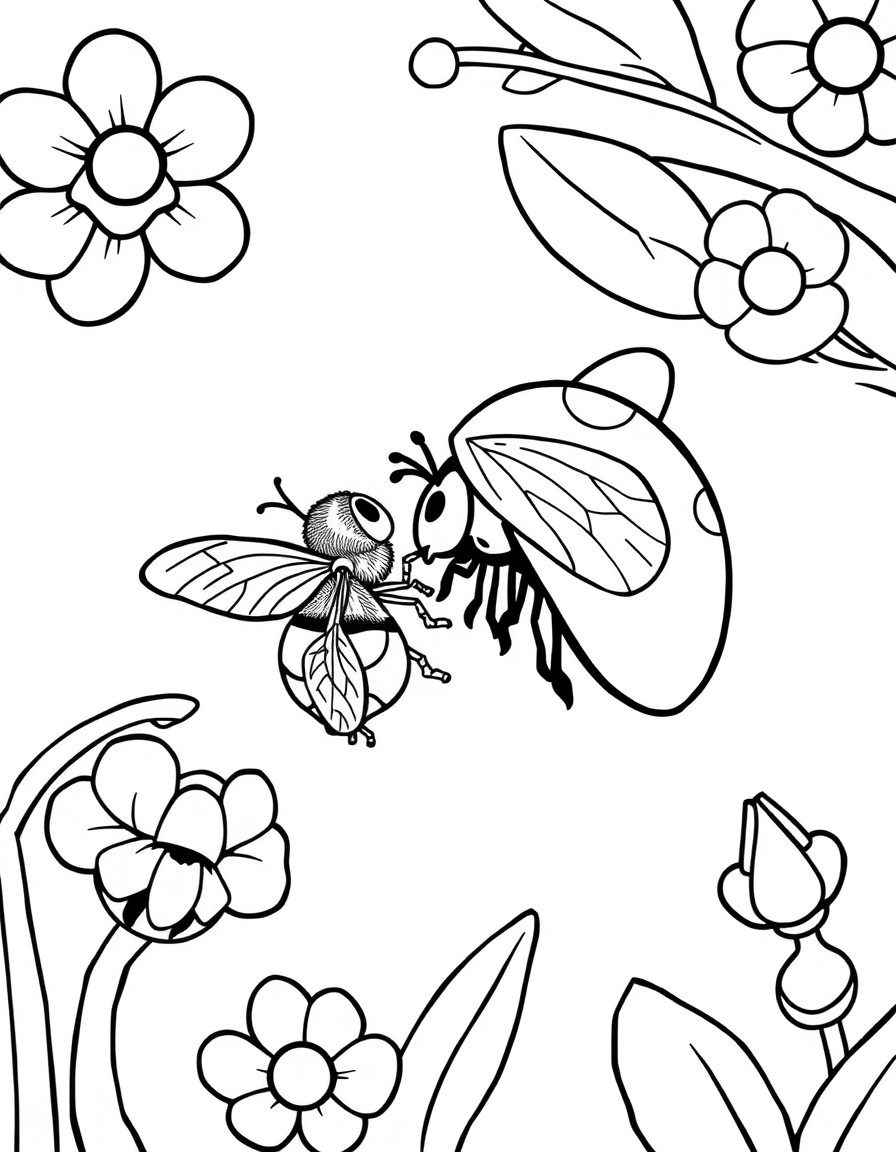 Ladybug talking to a bee.