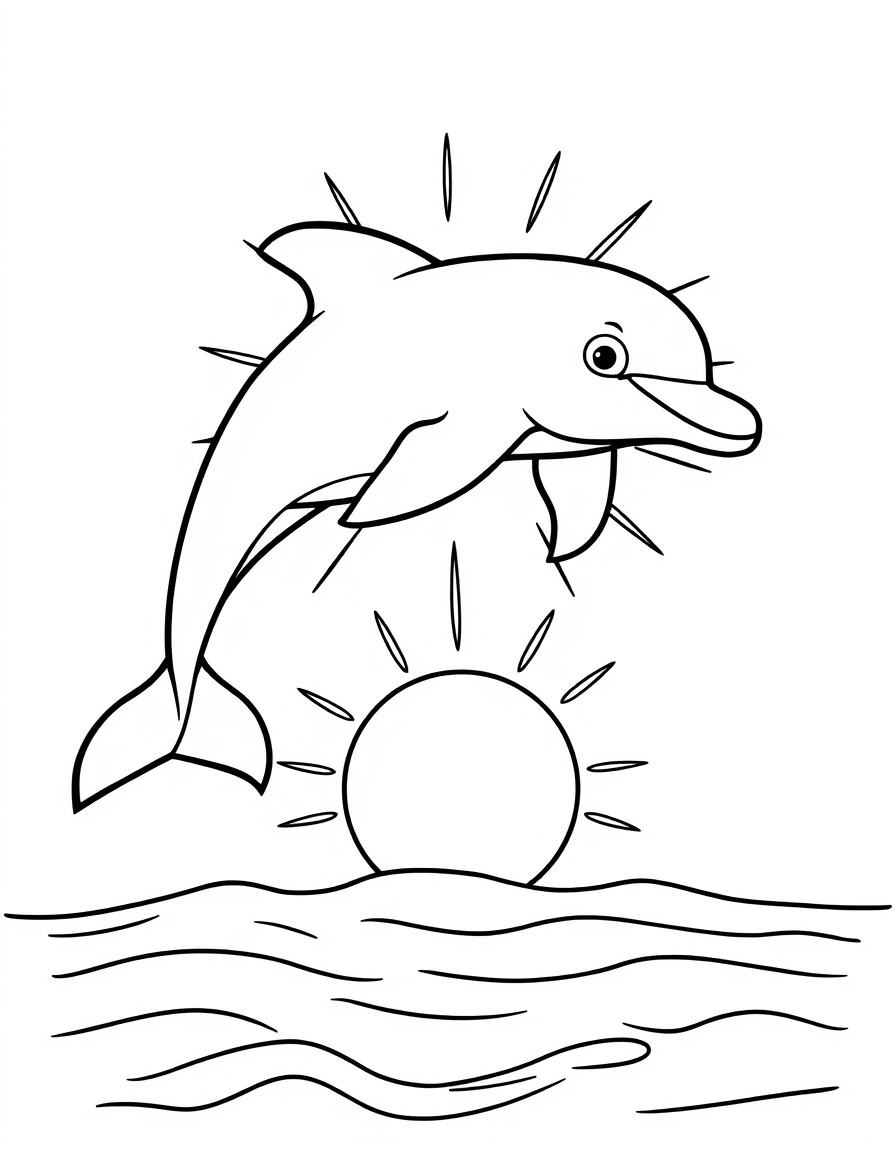 dolphin leaping over the sun