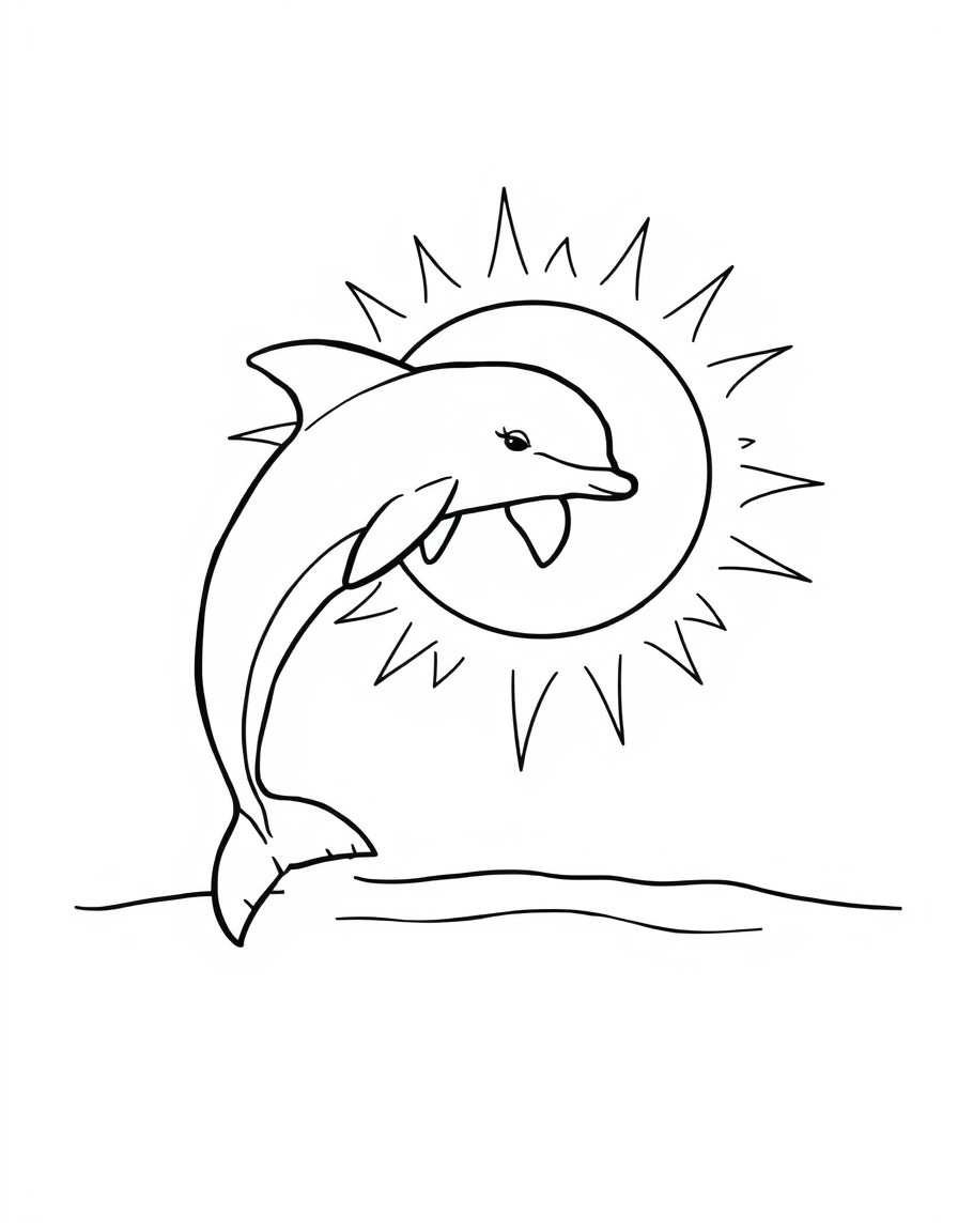 dolphin leaping over the sun
