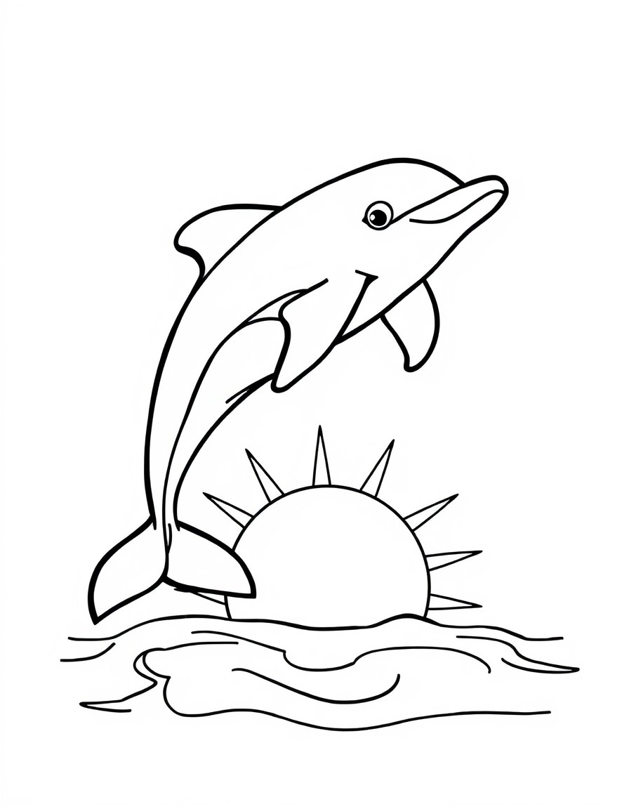 dolphin leaping over the sun