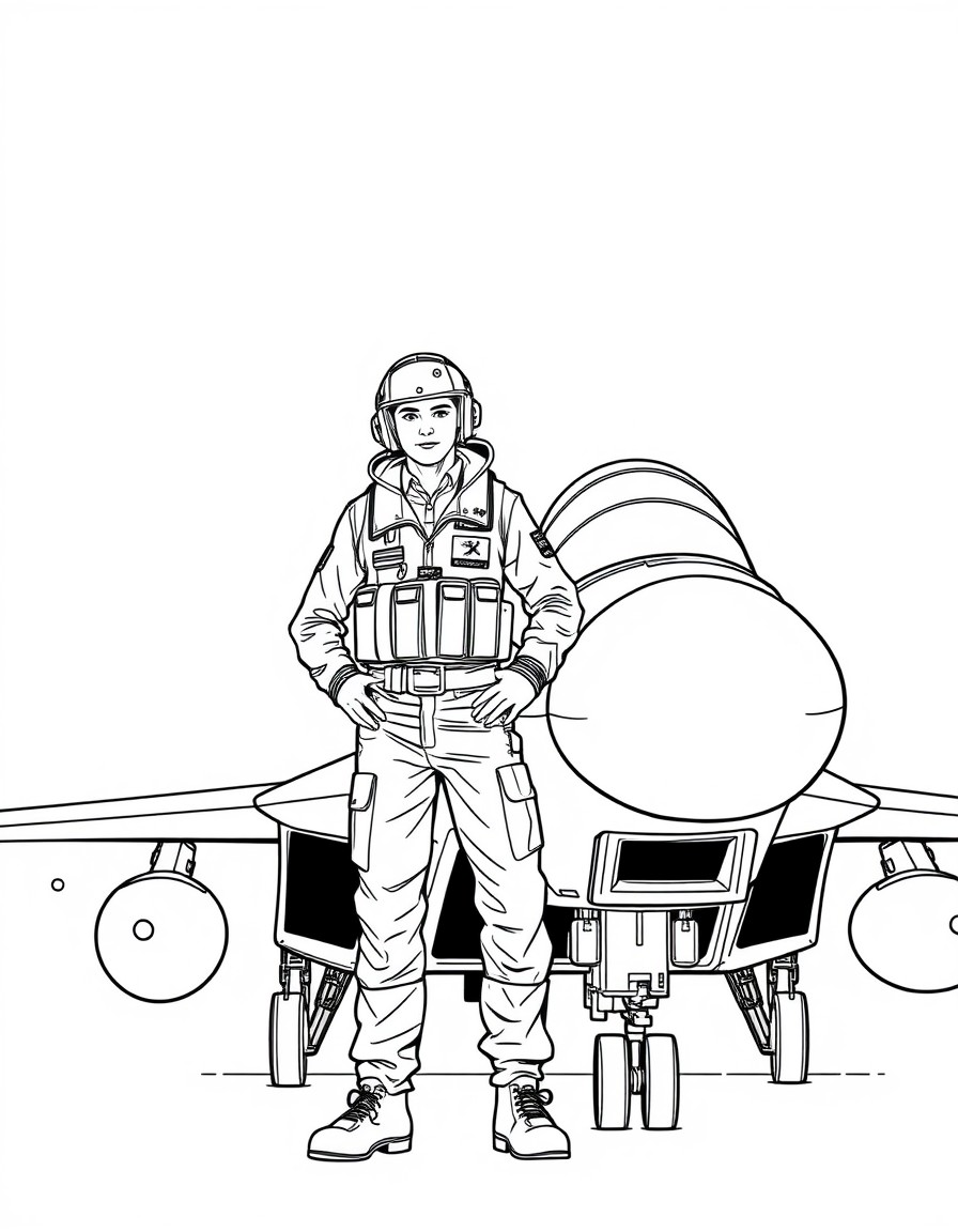 Fighter pilot standing next to his jett fighter. His name is JETT