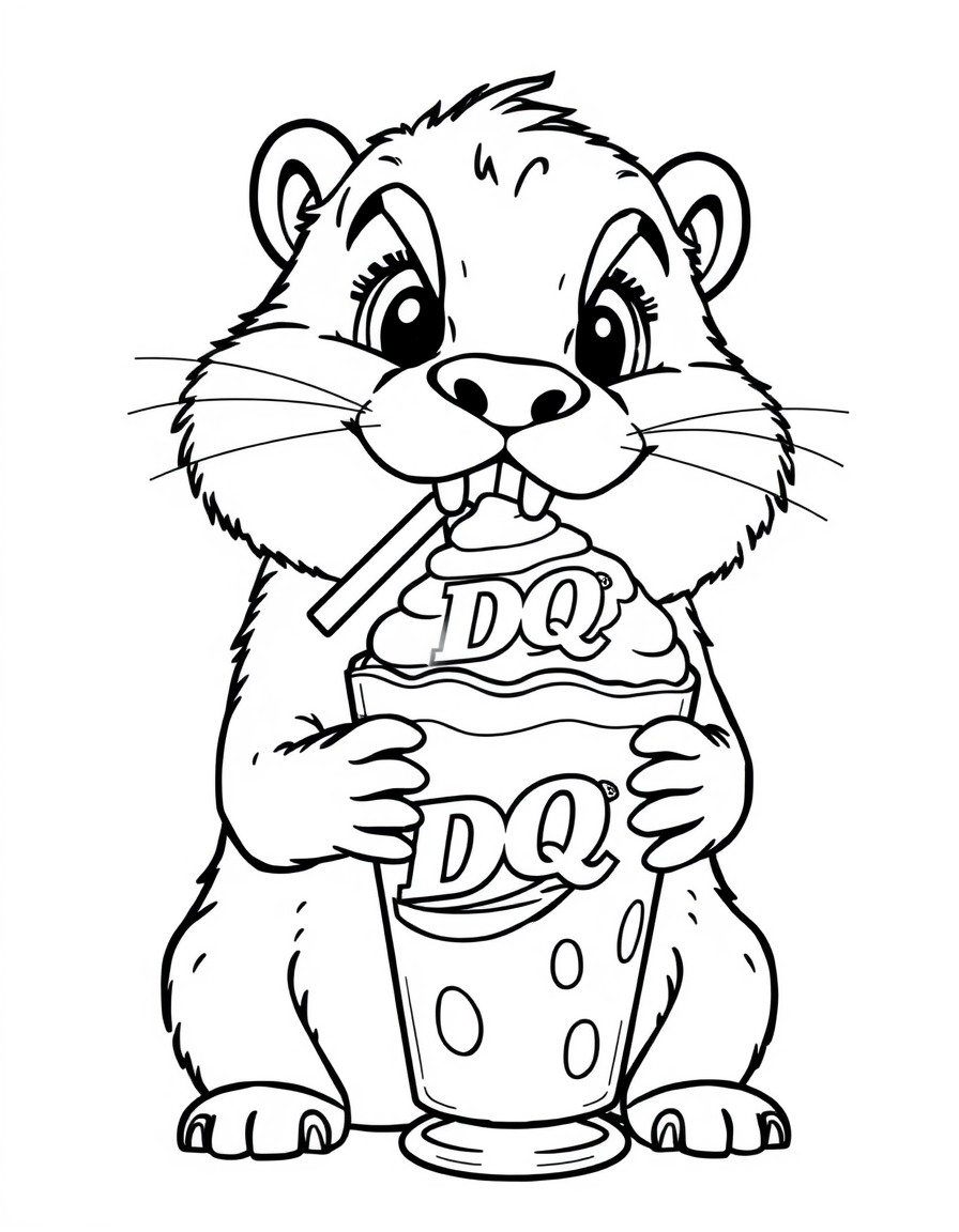 A chatfield public school gopher eating a DQ blizzard