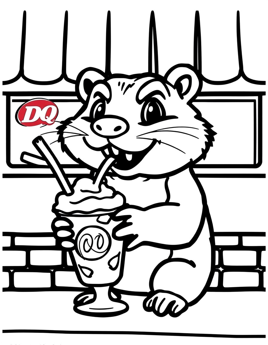 A chatfield public school gopher eating a DQ blizzard
