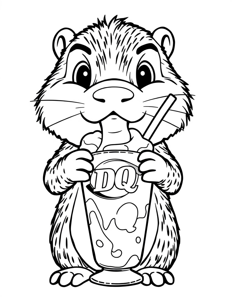 A chatfield public school gopher eating a DQ blizzard