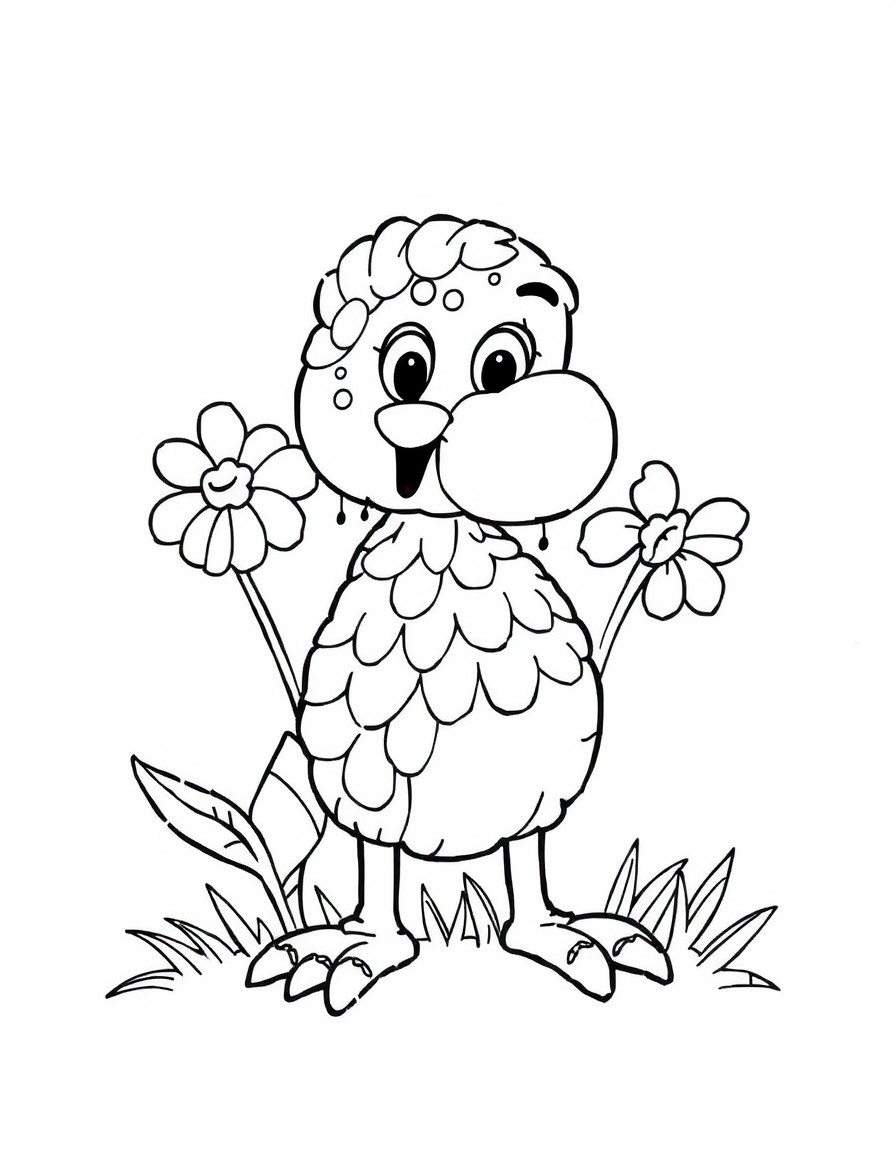 black and white outline, ready for coloring, coloring page with white background and black lines of: , simple black outlines, large clear spaces perfect for kids coloring