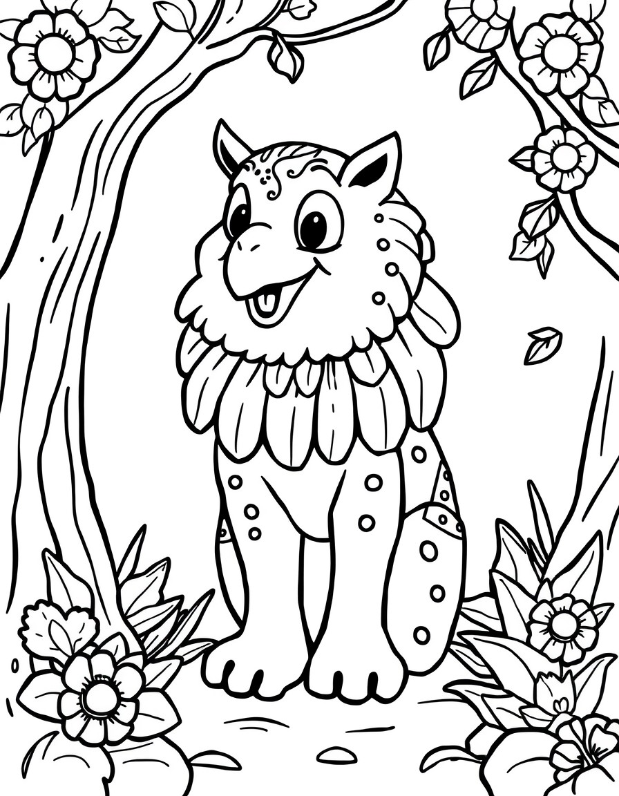 black and white outline, ready for coloring, coloring page with white background and black lines of: , simple black outlines, large clear spaces perfect for kids coloring