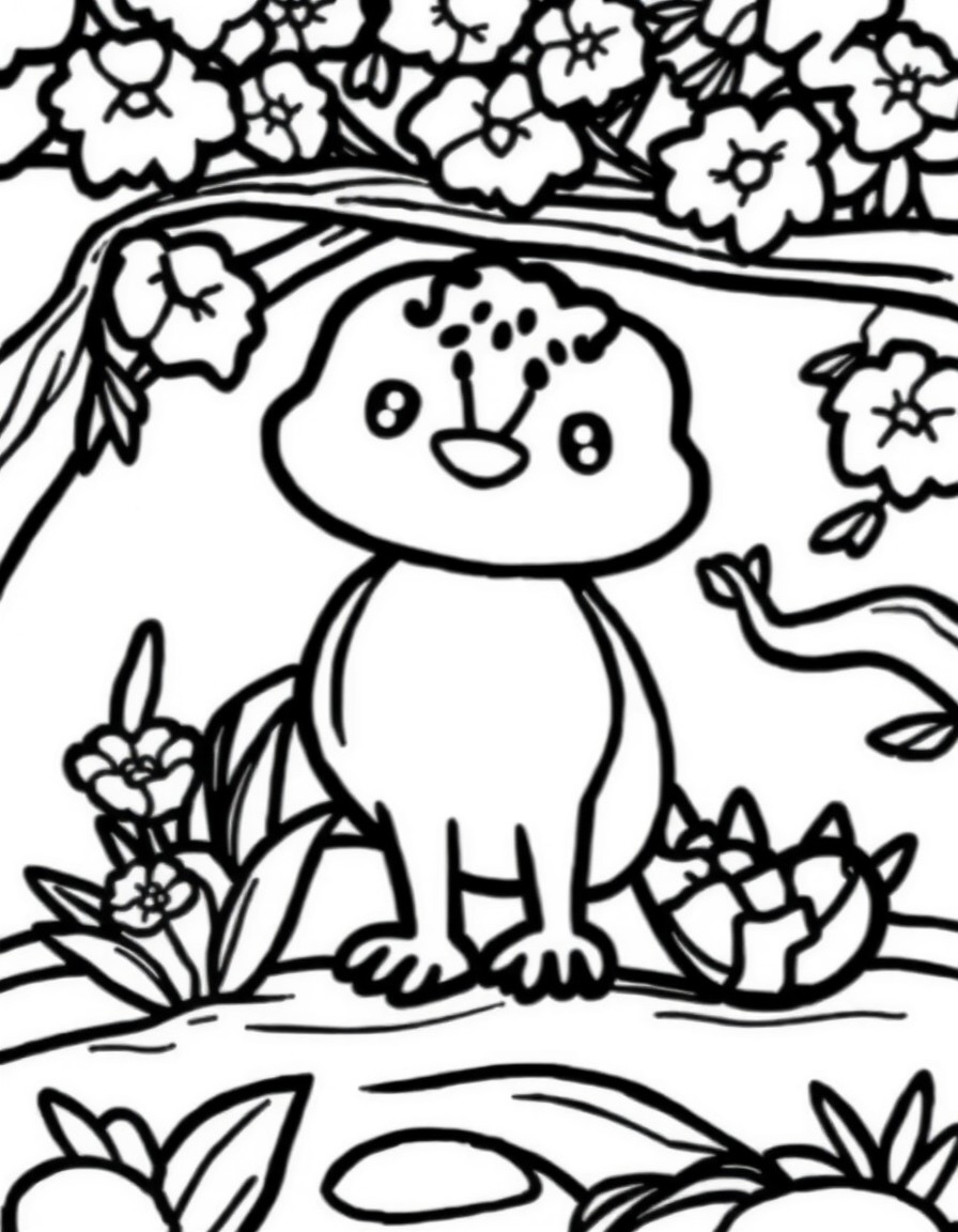 coloring page with pure white background and solid black lines only, no grayscale or shading: , thick black outlines, large clear spaces perfect for young children, clear outlines with good coloring spaces, perfect for printing