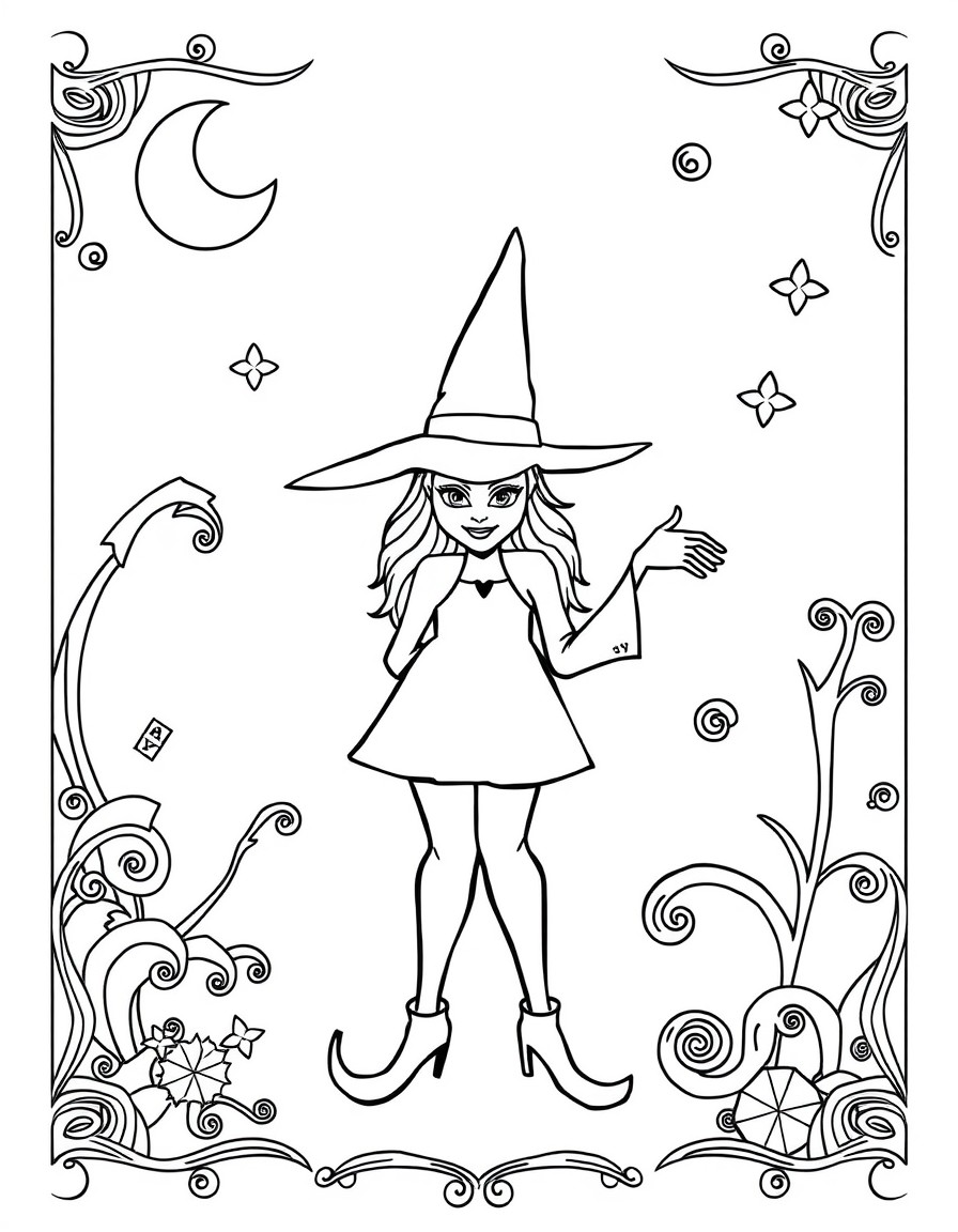 Create simple kids coloring pages based off of the new Wicked movie!