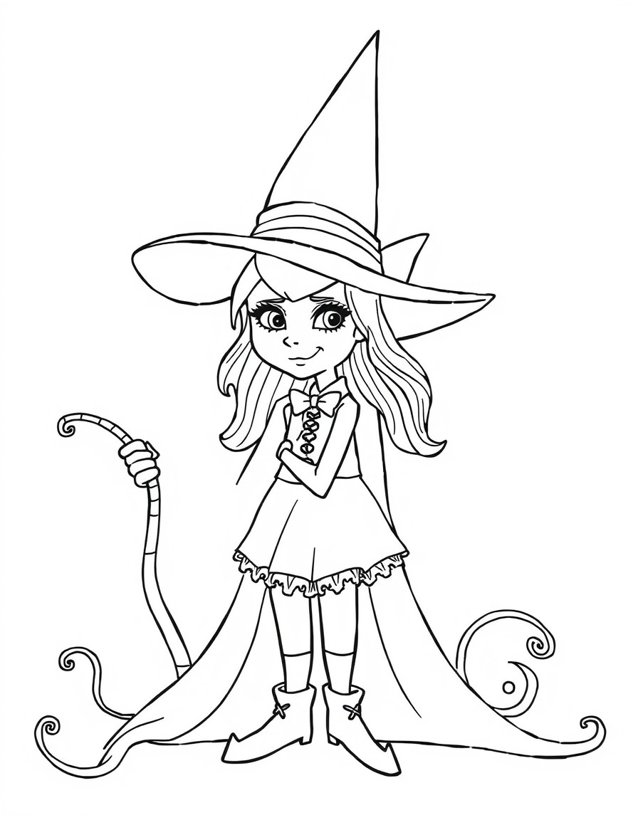 Create a simple kids coloring page of the new Wicked movie