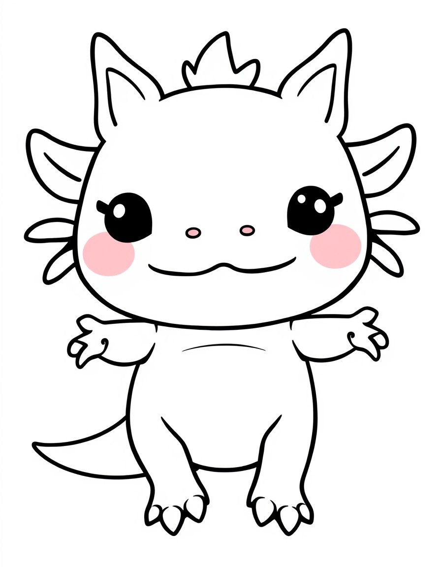 Create a cute and kawaii-style anthropomorphic axolotl designed as the mascot for a company named 'Jobby.' The axolotl should have a friendly and approachable look, similar to the charm of Hello Kitty