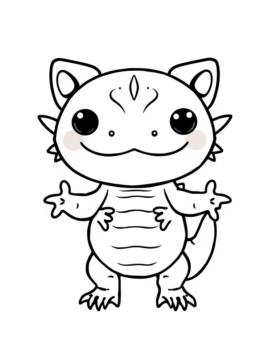 Create a cute and kawaii-style anthropomorphic axolotl designed as the mascot for a company named 'Jobby.' The axolotl should have a friendly and approachable look, similar to the charm of Hello Kitty