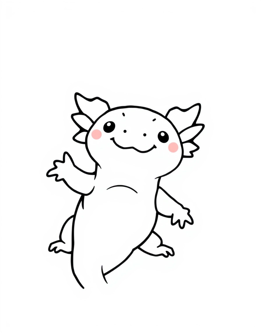 Create a cute and kawaii-style anthropomorphic axolotl designed as the mascot for a company named 'Jobby.' The axolotl should have a friendly and approachable look, similar to the charm of Hello Kitty