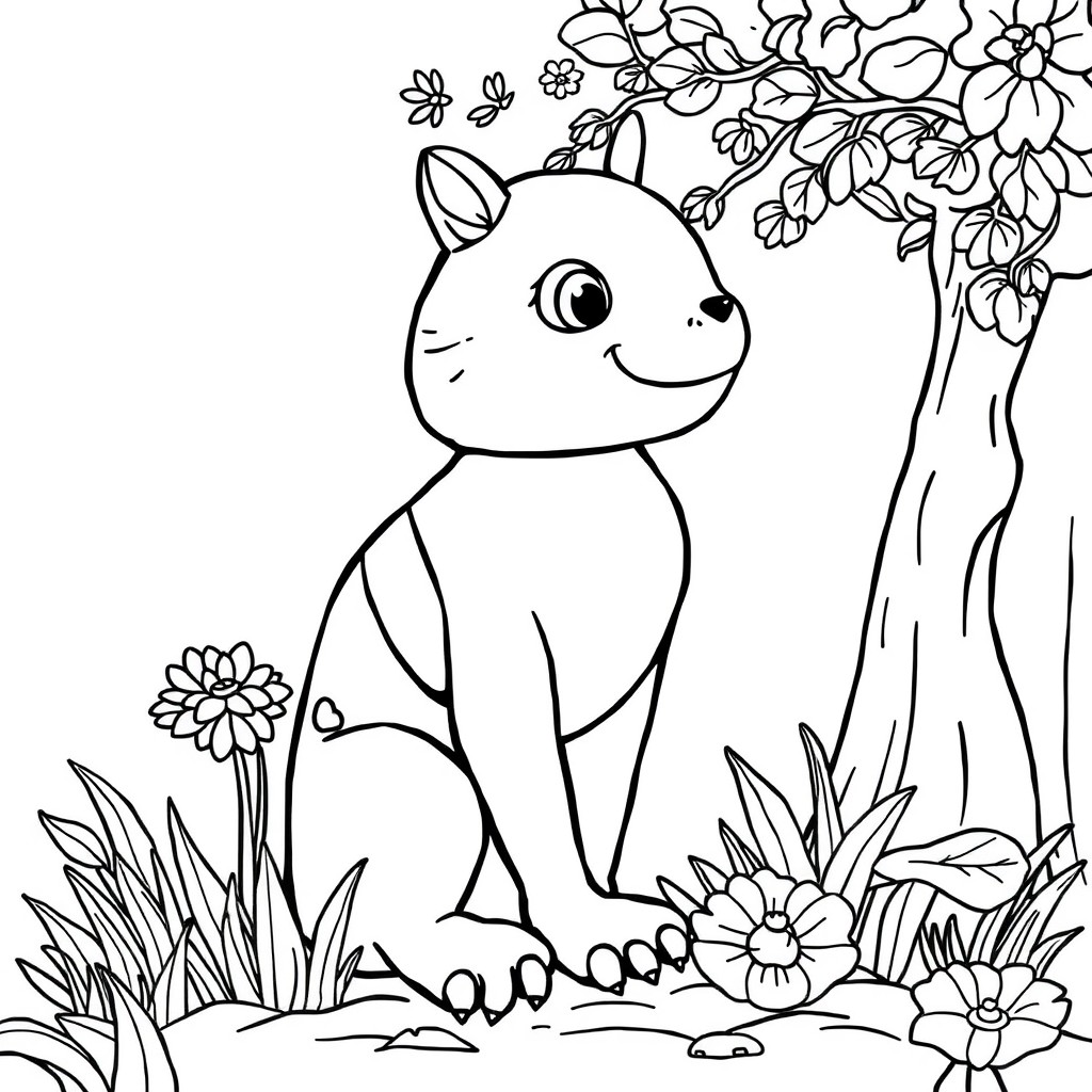 coloring page with pure white background and solid black lines only, no grayscale or shading: , thick black outlines, large clear spaces perfect for young children, clear outlines with good coloring spaces, perfect for printing