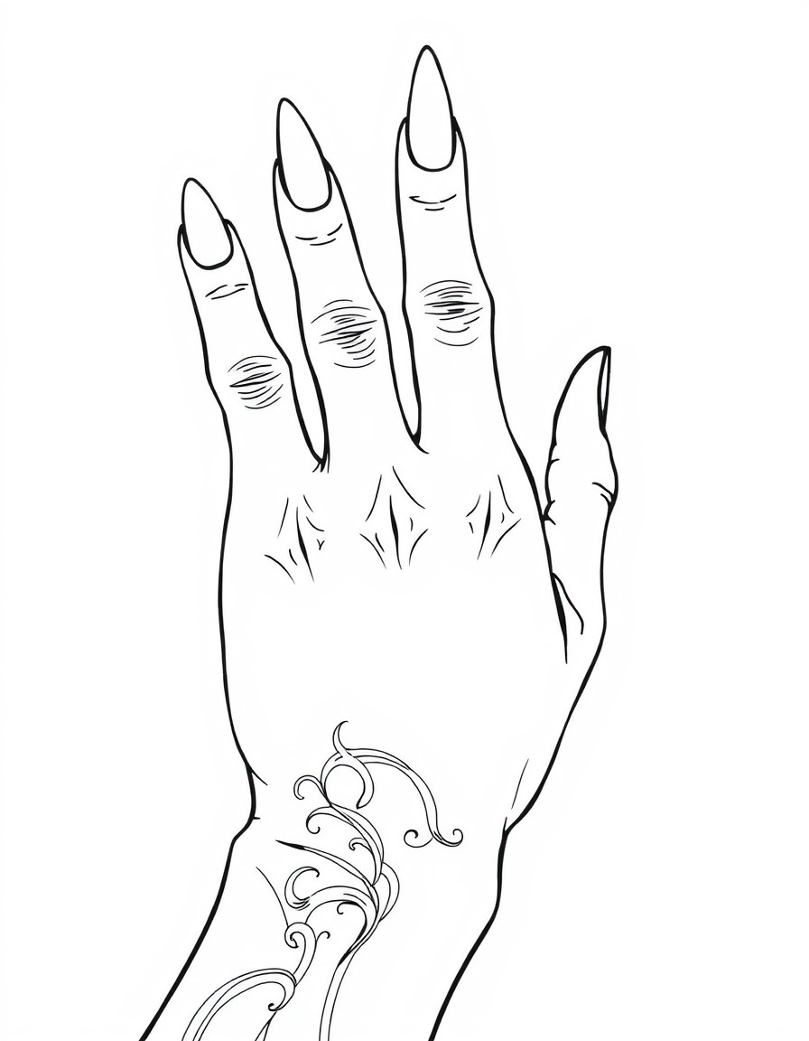 woman hand with long nails for painting