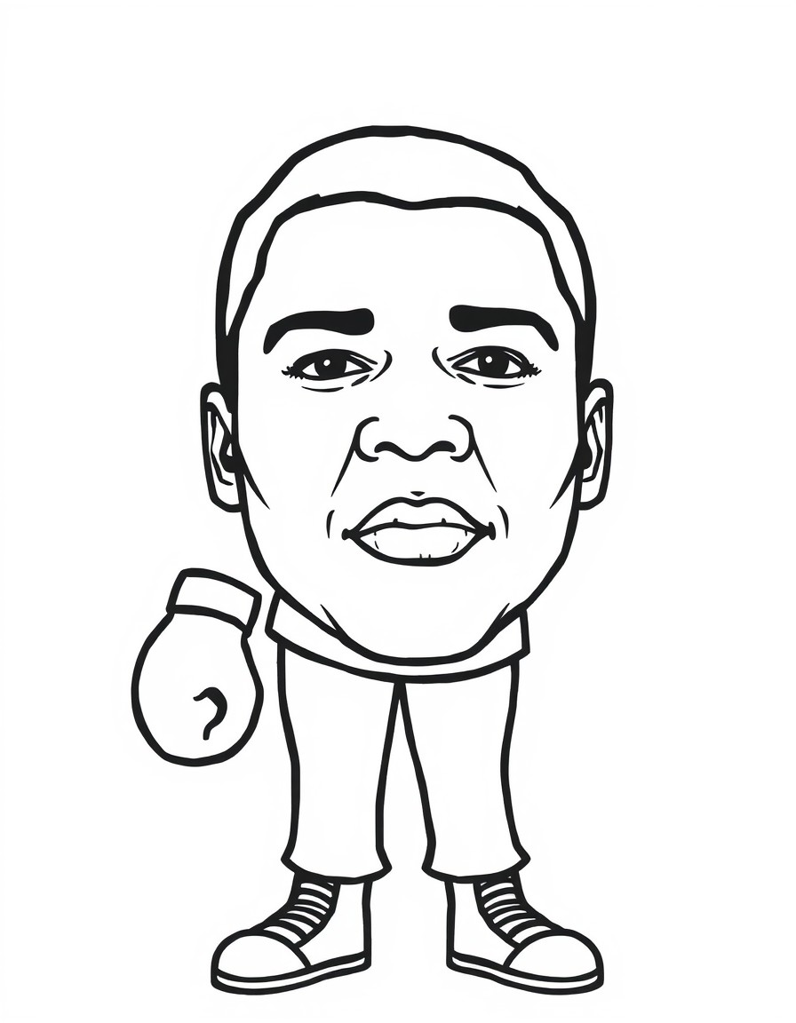 create a coloring page with the following black history figures Muhammad Ali Born Cassius Clay, Ali was a world-renowned boxer and civil rights activist, known for his outspoken stance on racial justi