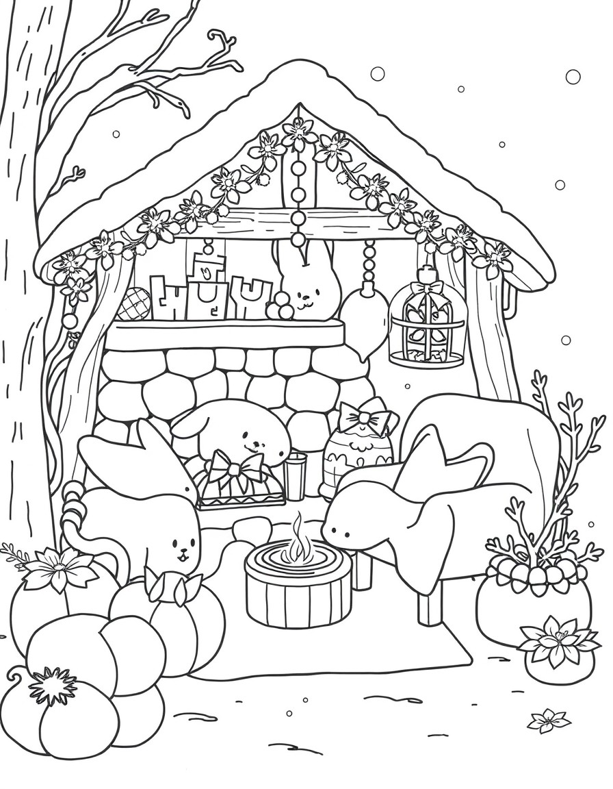 create 50 cozy coloring page