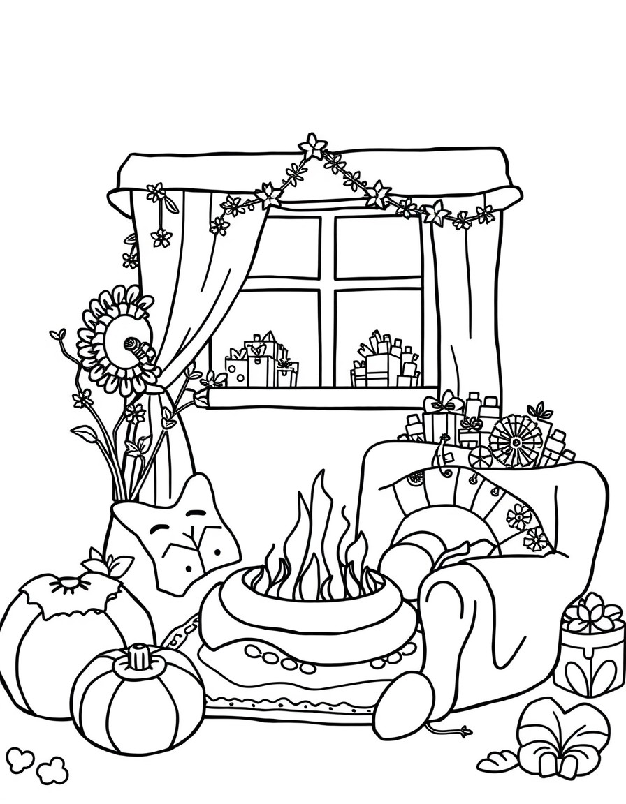 create 50 cozy coloring page