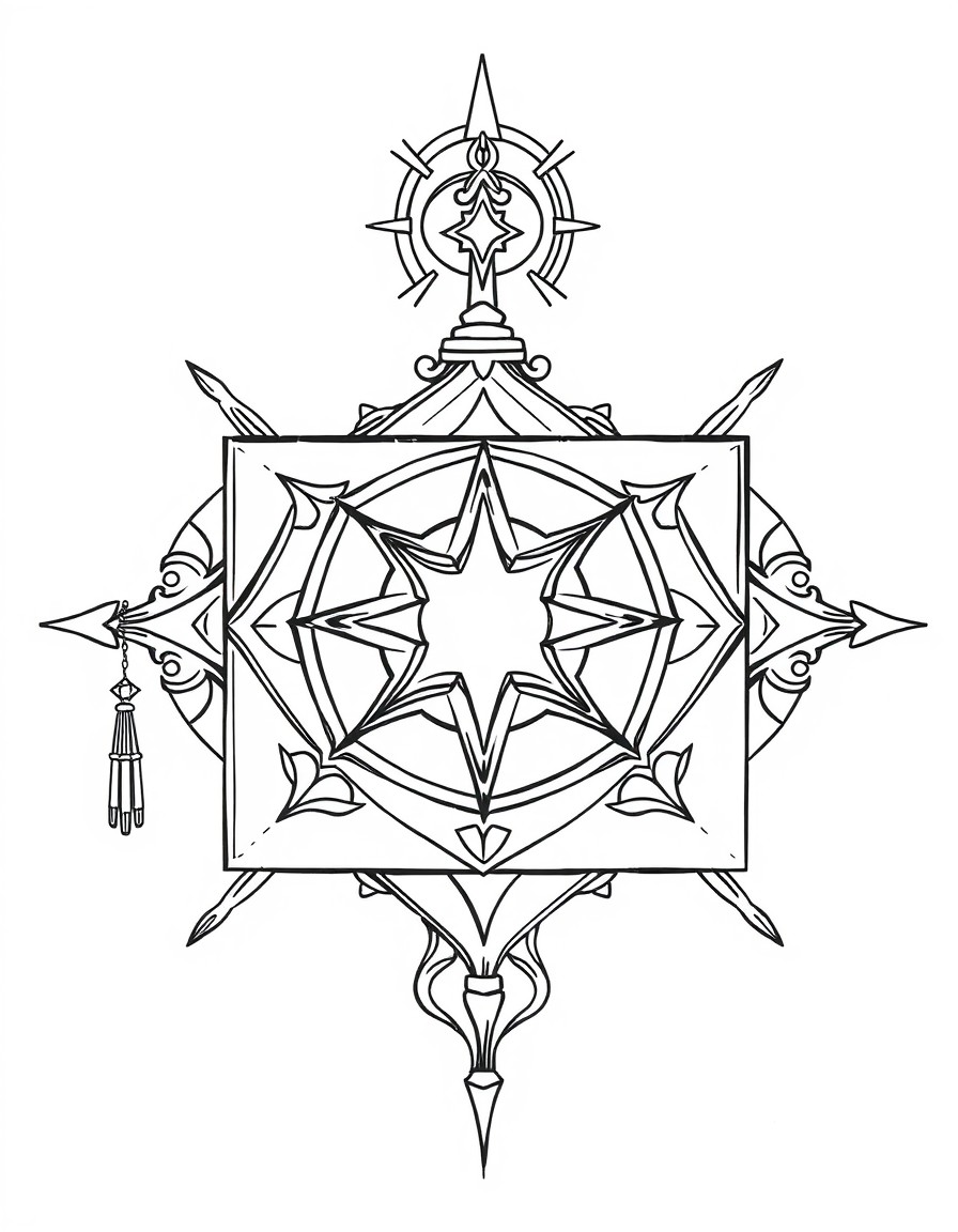 A Metatrons cube design accented with appropriate accoutrements