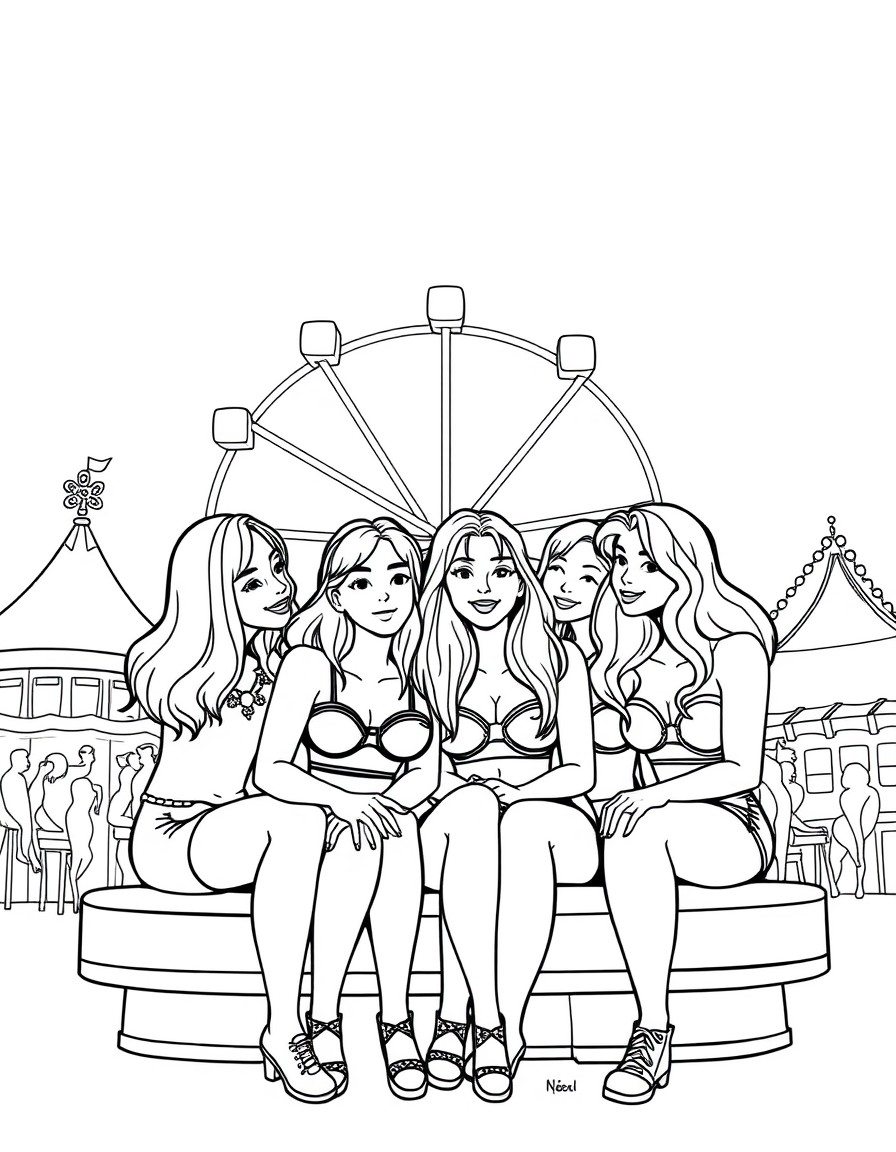 A bunch of lesbians at an amusement park