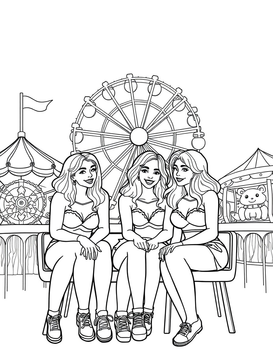 A bunch of lesbians at an amusement park