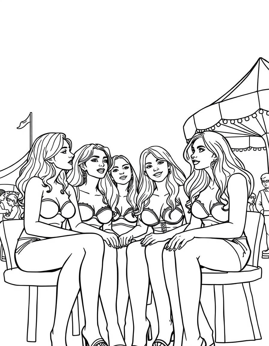 A bunch of lesbians at an amusement park