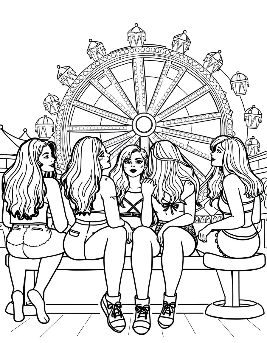 A bunch of lesbians at an amusement park