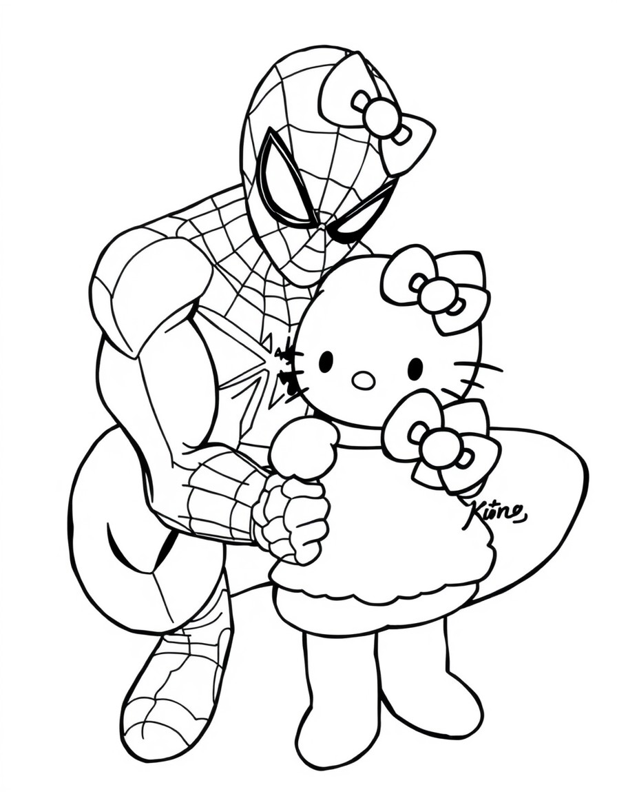 spiderman with hello kitty