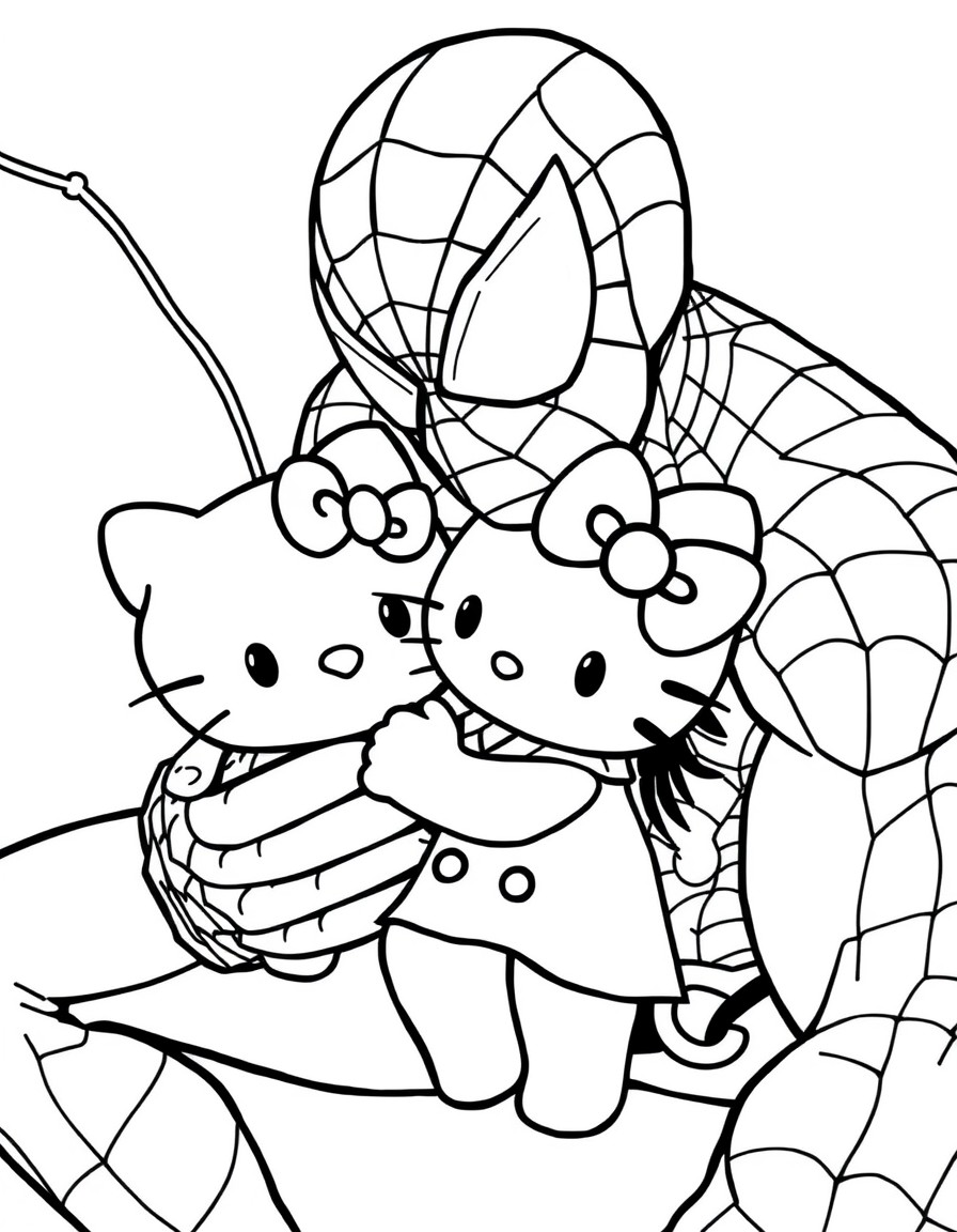 spiderman with hello kitty