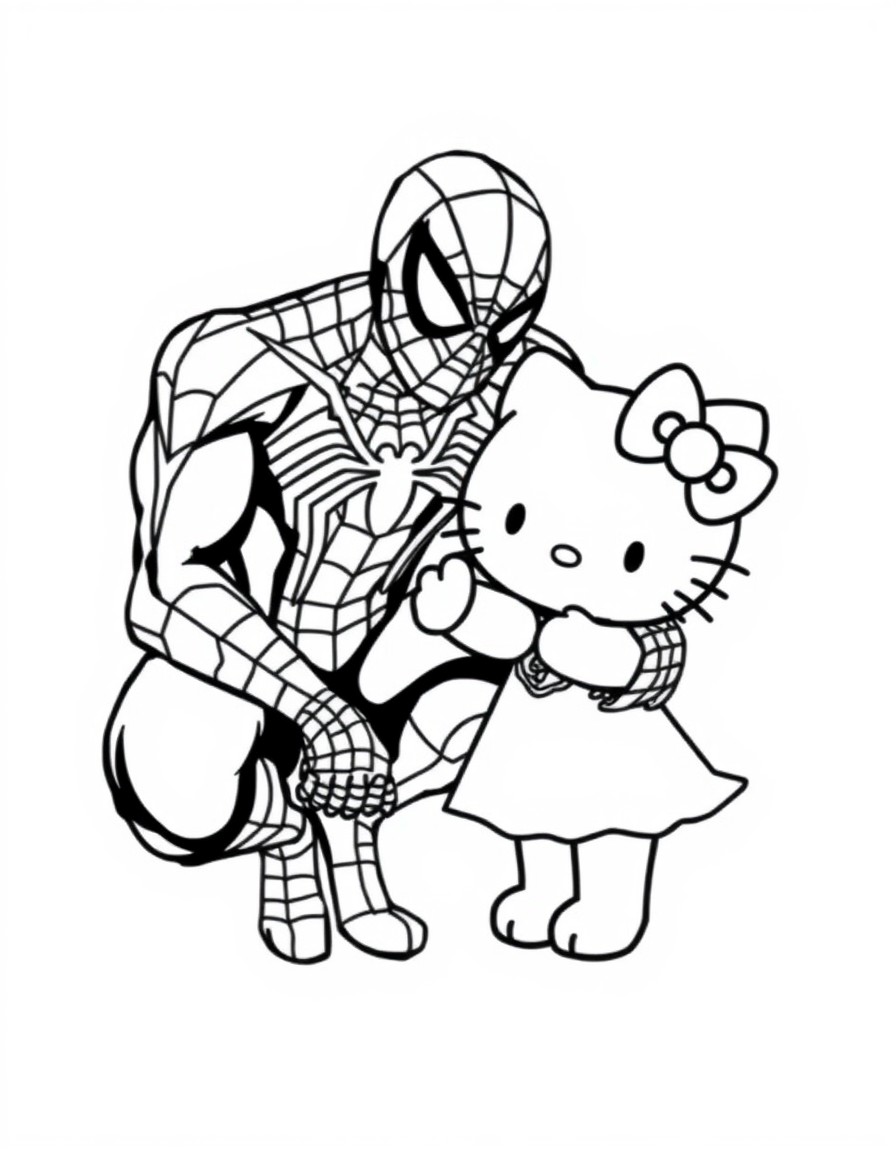 spiderman with hello kitty