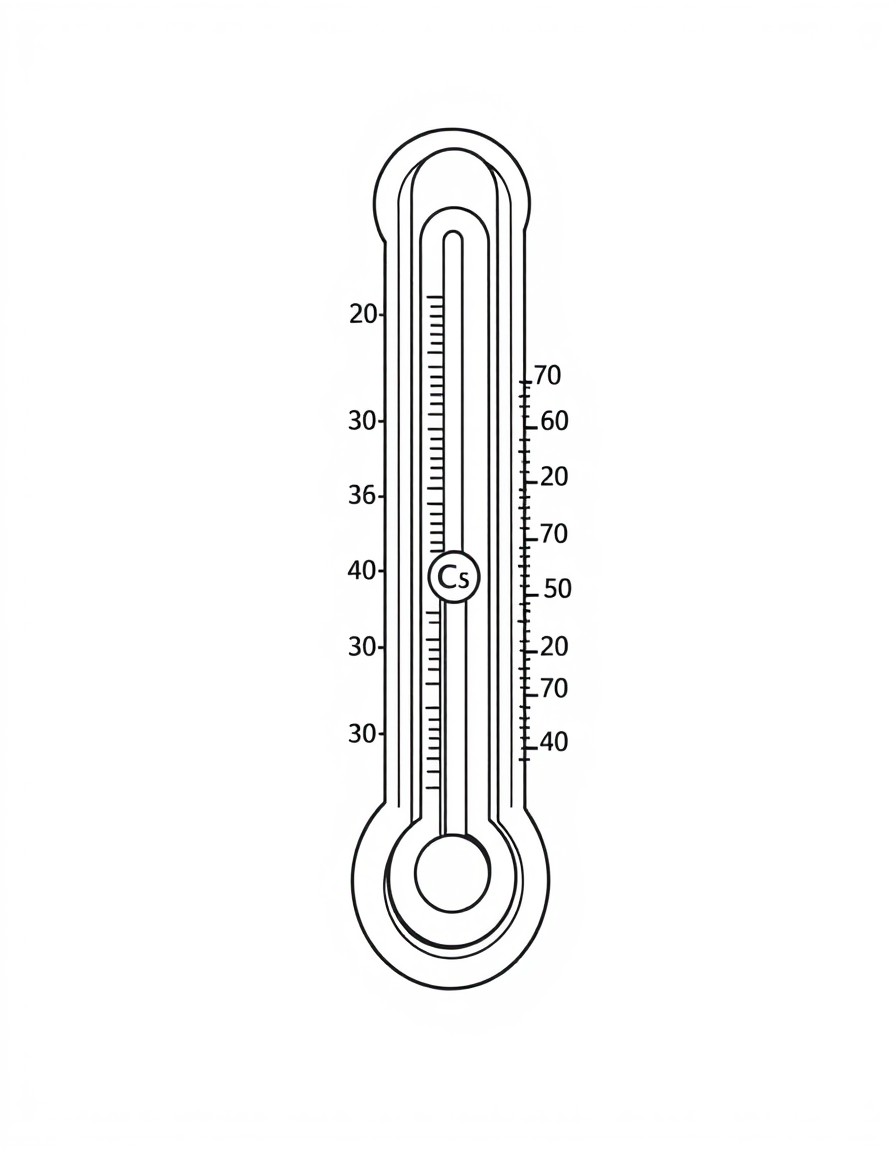 Temperature measuring instrument including degrees Celsius and Fahrenheit