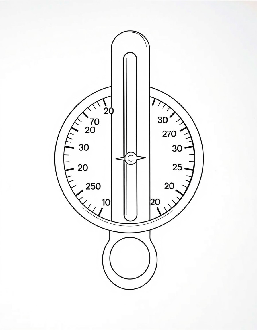 Temperature measuring instrument including degrees Celsius and Fahrenheit