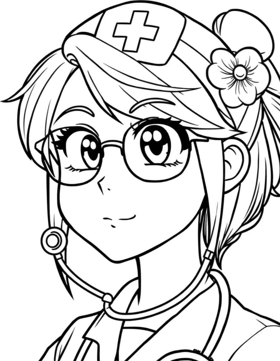 Anime nurse with a stethoscope