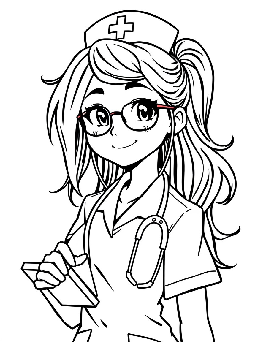 Anime nurse with a stethoscope