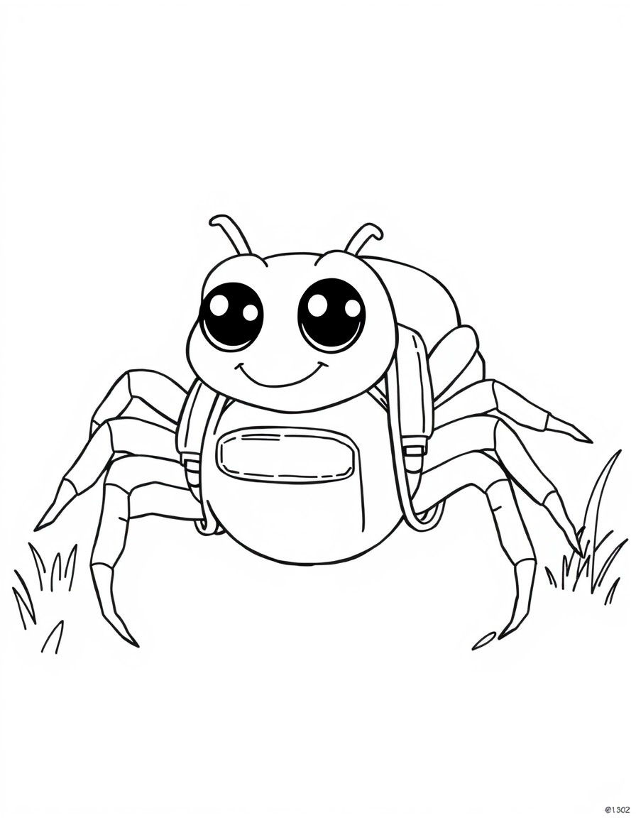 a cute spider with school backpack going to kindergarden