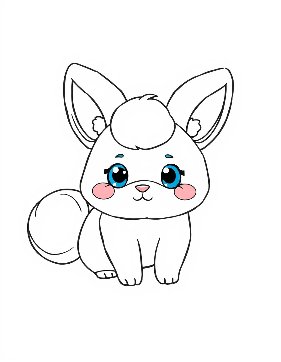 Cinnamoroll is a small and chubby dog with white fur, blue eyes, pink cheeks, a plump and curly tail that resembles a cinnamon roll hence his name, and long and thick ears that enable him to fly.