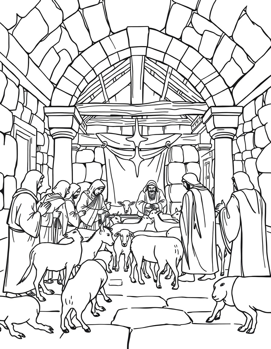 People selling animals inside of the Jewish temple