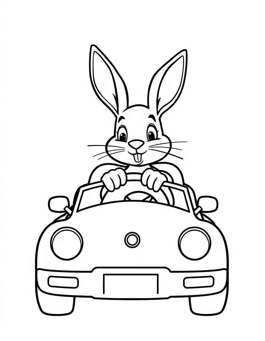 A rabbit driving a car