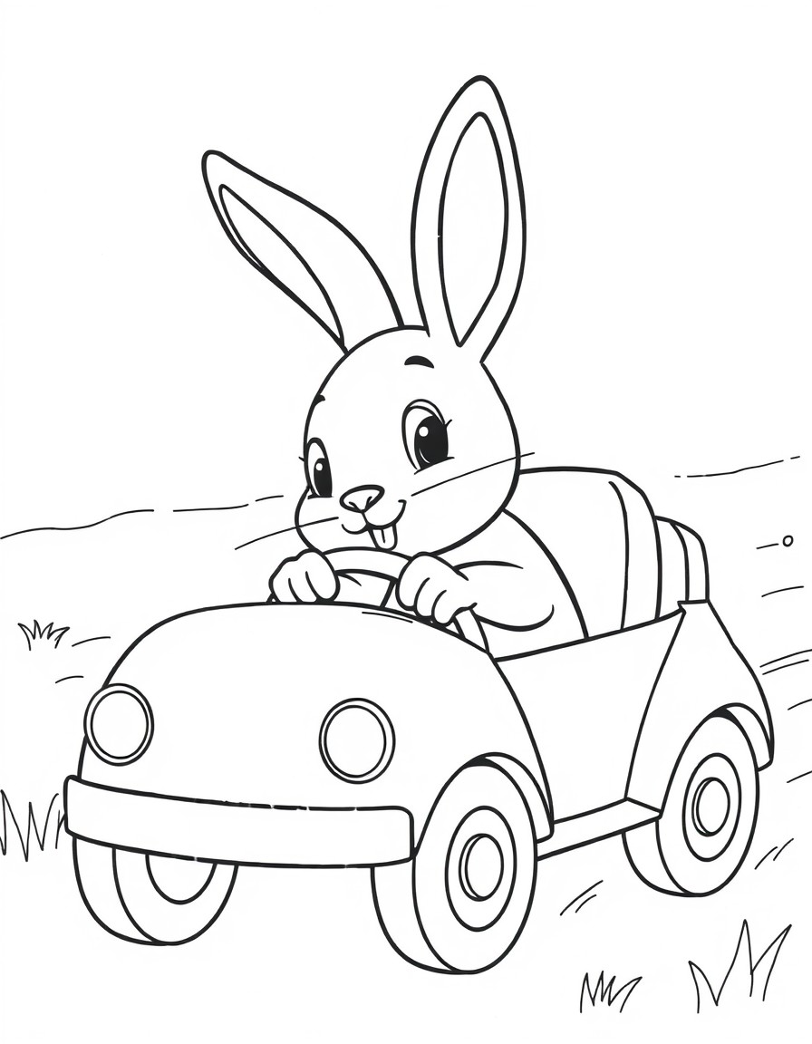 A rabbit driving a car