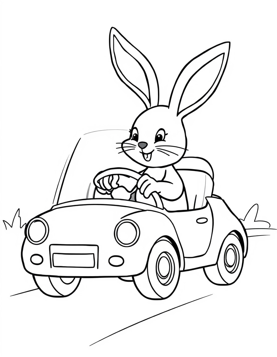 A rabbit driving a car