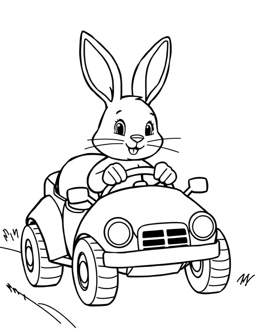 A rabbit driving a car