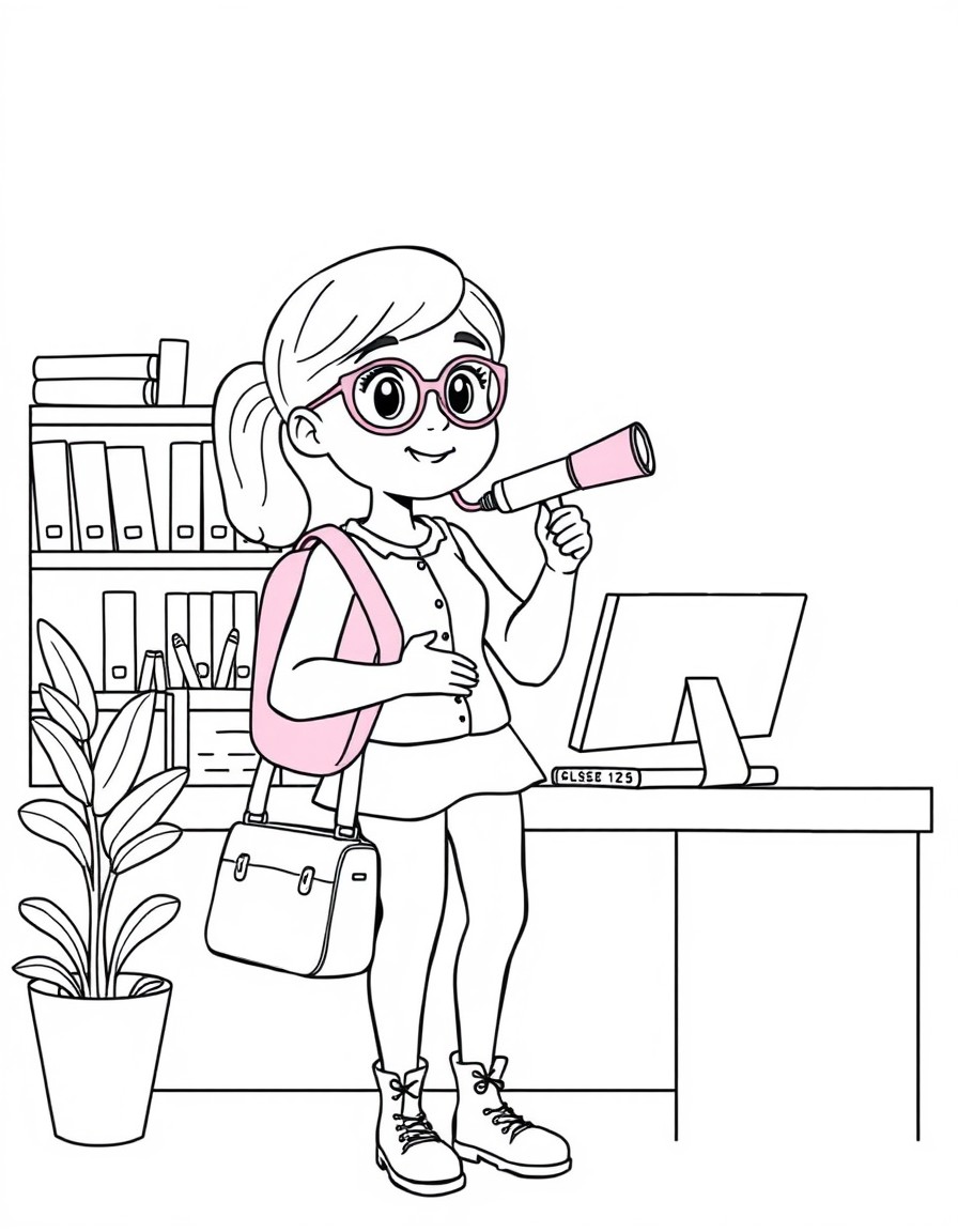 Girl going office with pink colour bag and spex