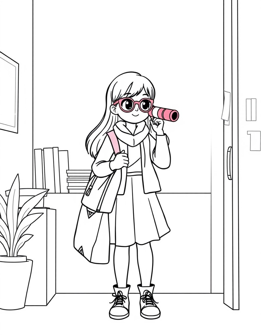 Girl going office with pink colour bag and spex