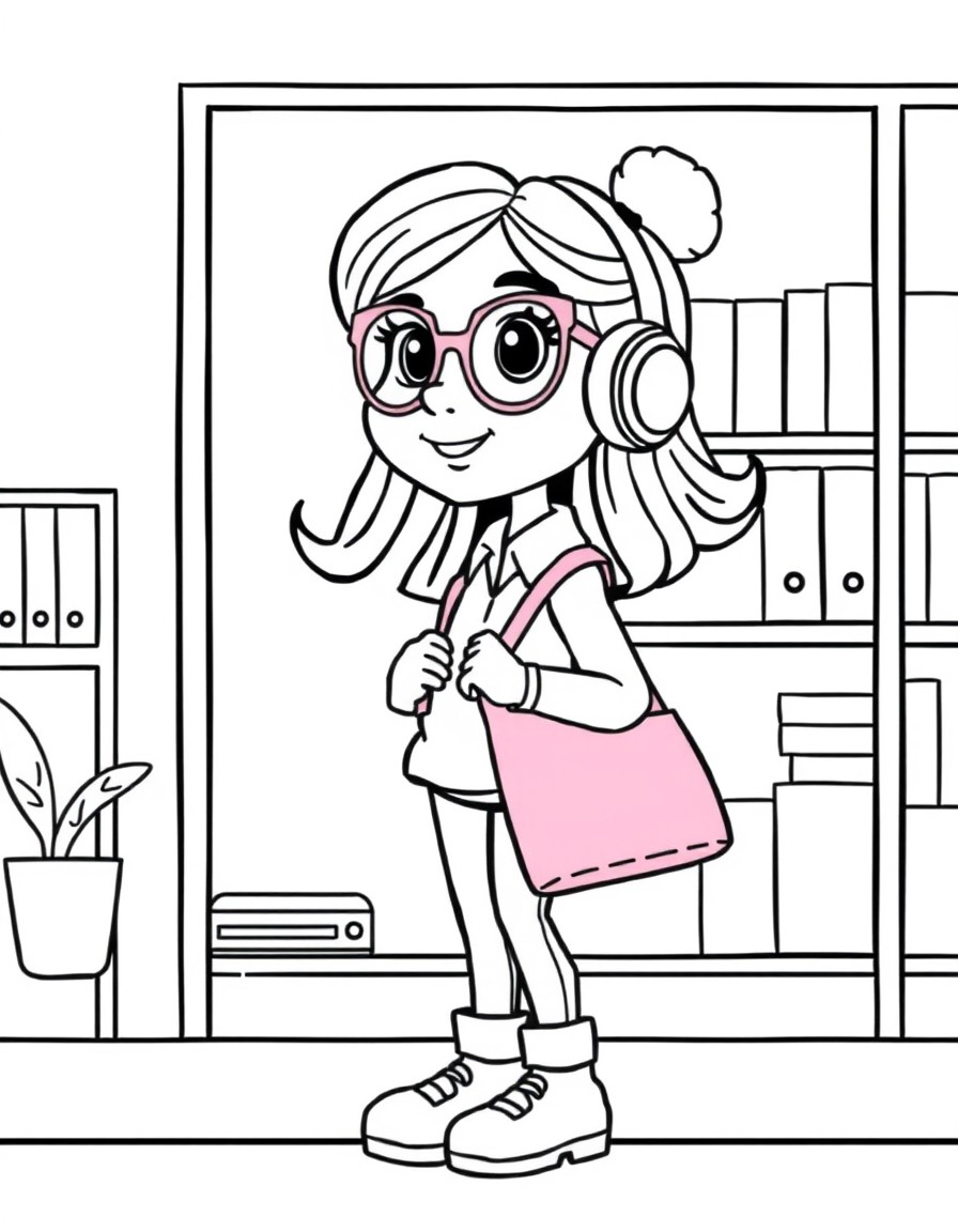 Girl going office with pink colour bag and spex