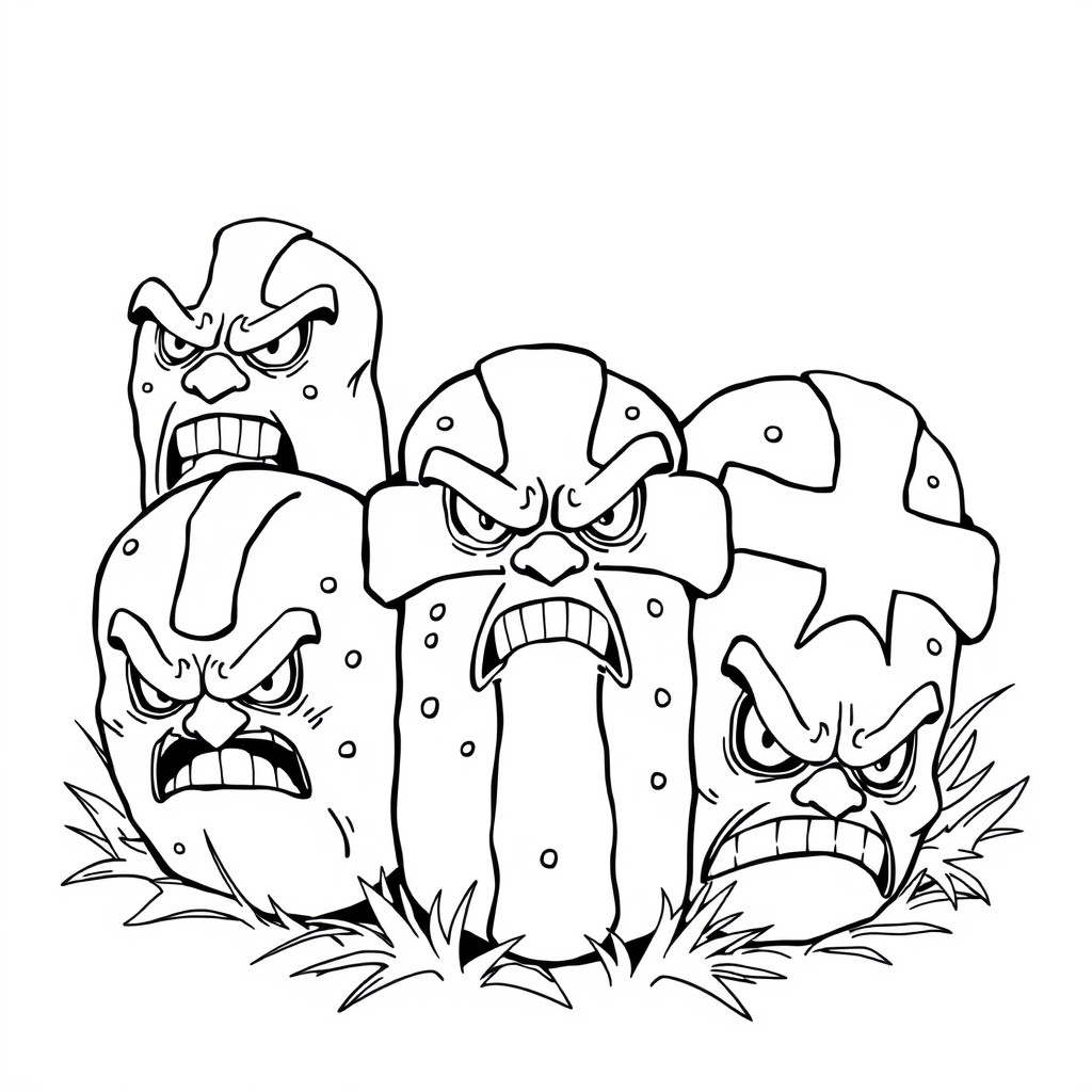 Easter hot cross buns with angry faces for adult coloring book with swear words