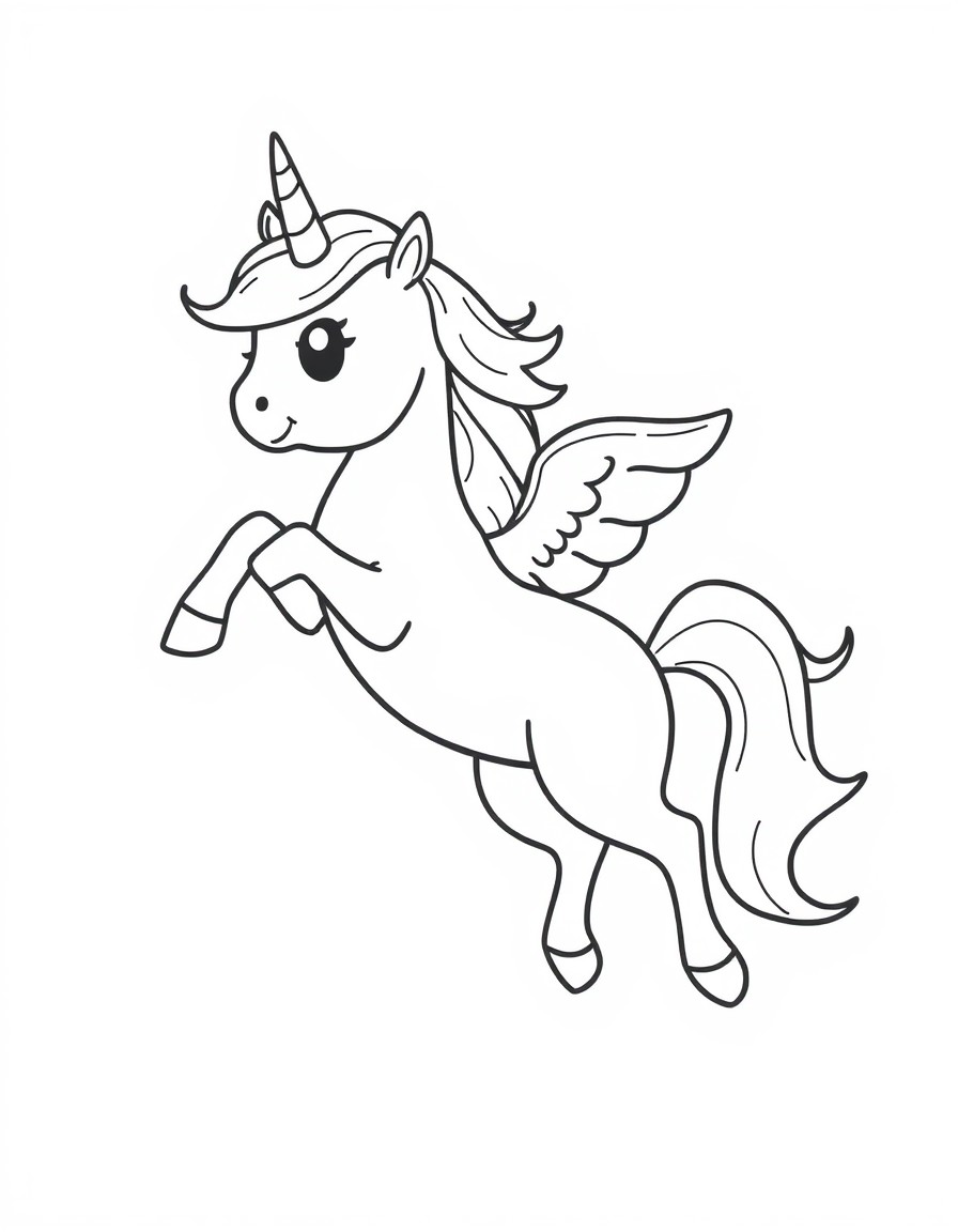 Cute unicorn flying high