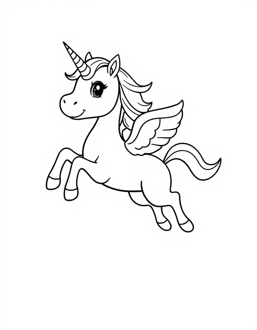 Cute unicorn flying high