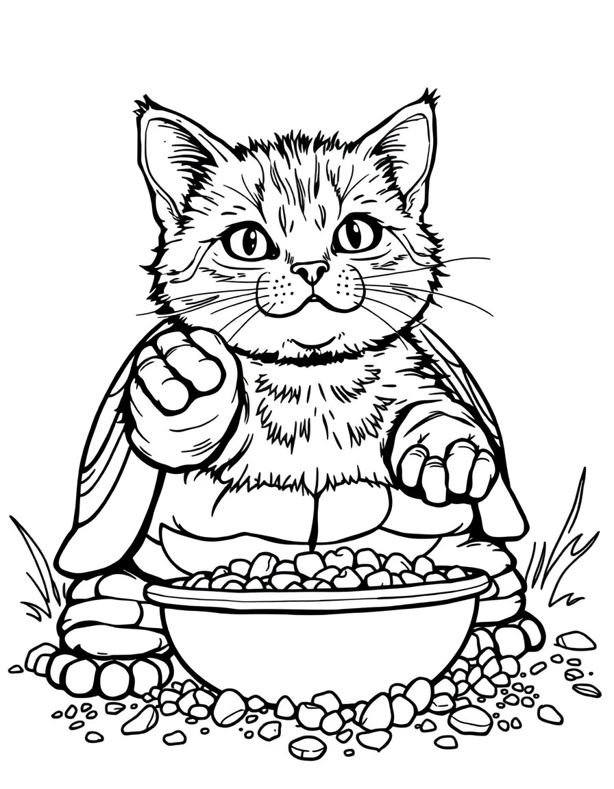 A tortoise color cat throwing cat litter