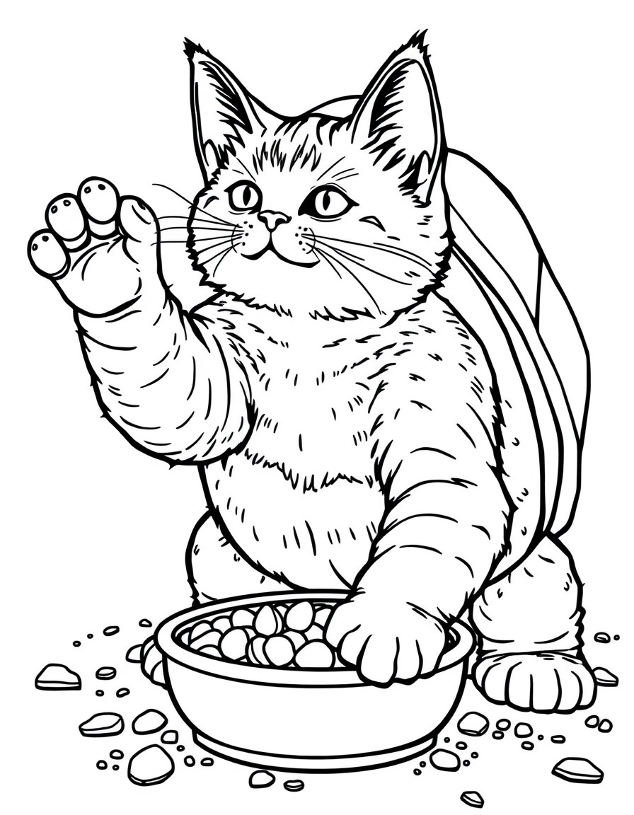 A tortoise color cat throwing cat litter