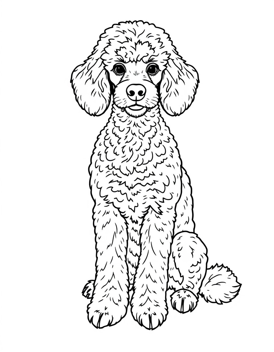 a full-body image of a poodle sitting