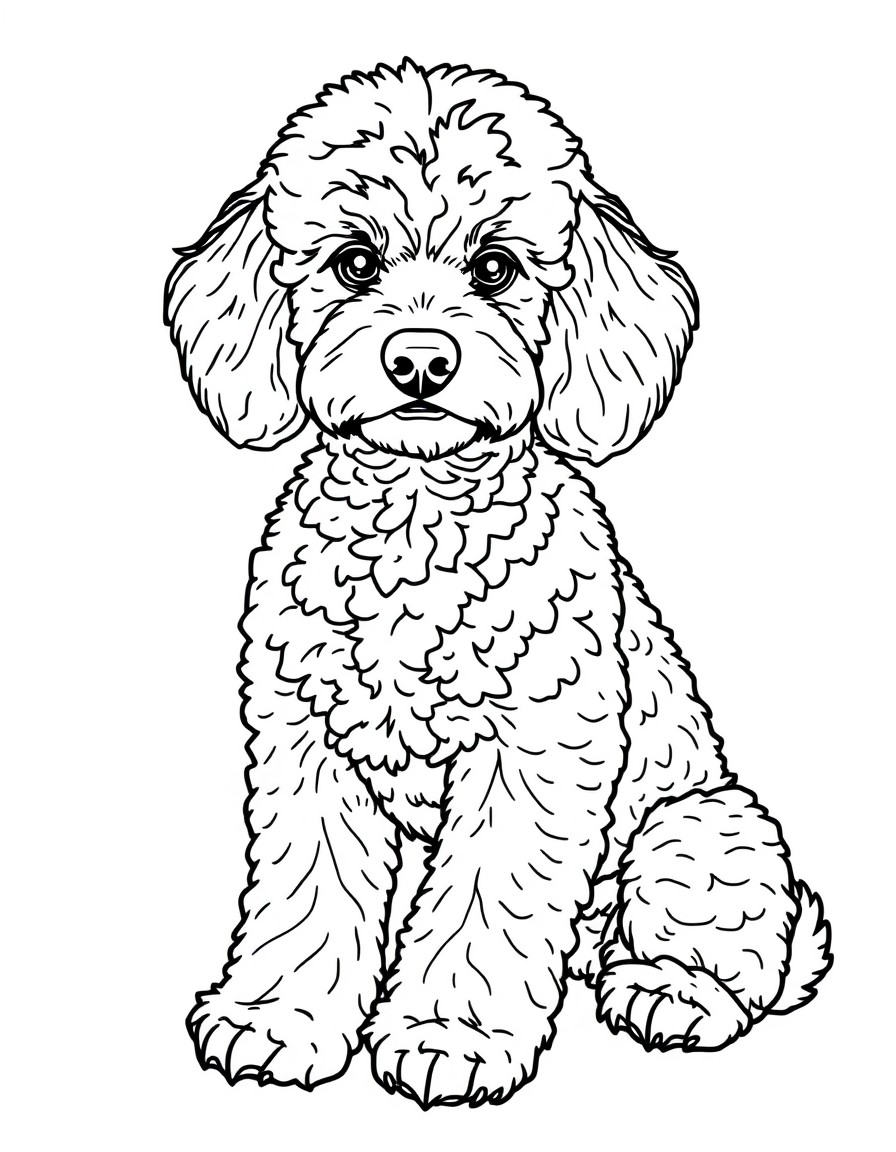 a full-body image of a poodle sitting